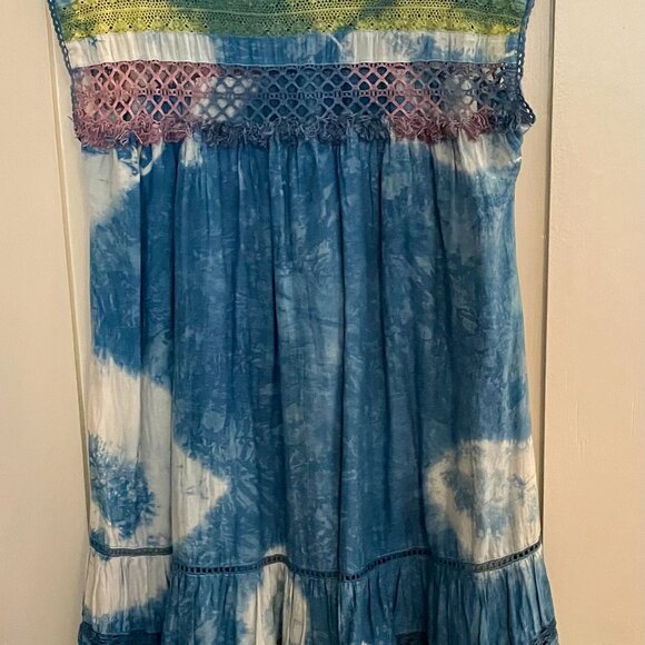 Tie Dyed Version of Free People/Carolina K Santana Boho Crochet Midi Dress S - Picture 5 of 5